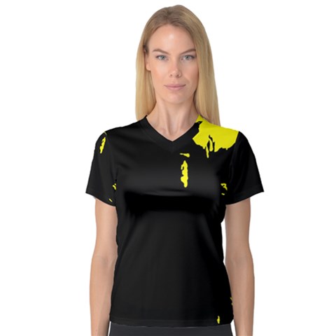 Abstraction Women s V-neck Sport Mesh Tee by Valentinaart