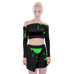 Abstraction Off Shoulder Top With Skirt Set