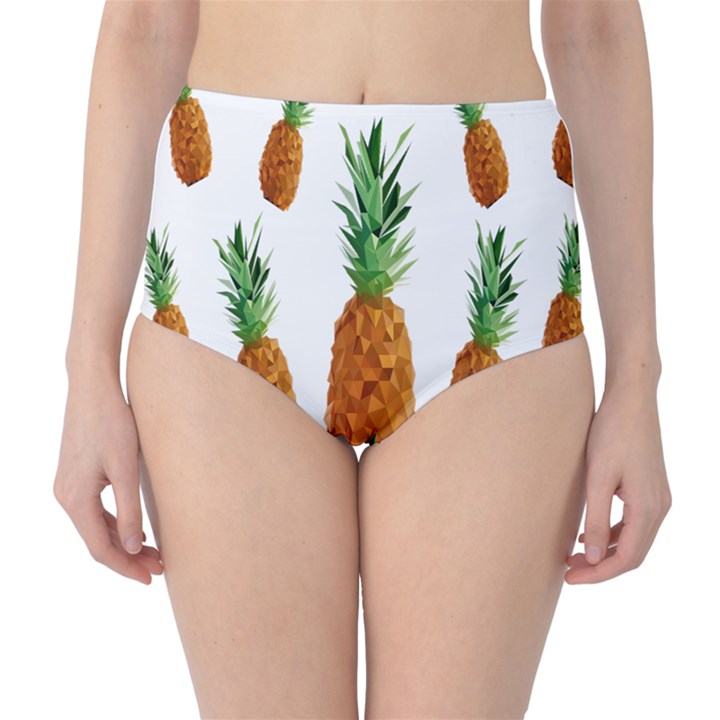 Pineapple Print Polygonal Pattern High-Waist Bikini Bottoms