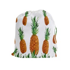 Pineapple Print Polygonal Pattern Drawstring Pouches (extra Large) by Nexatart