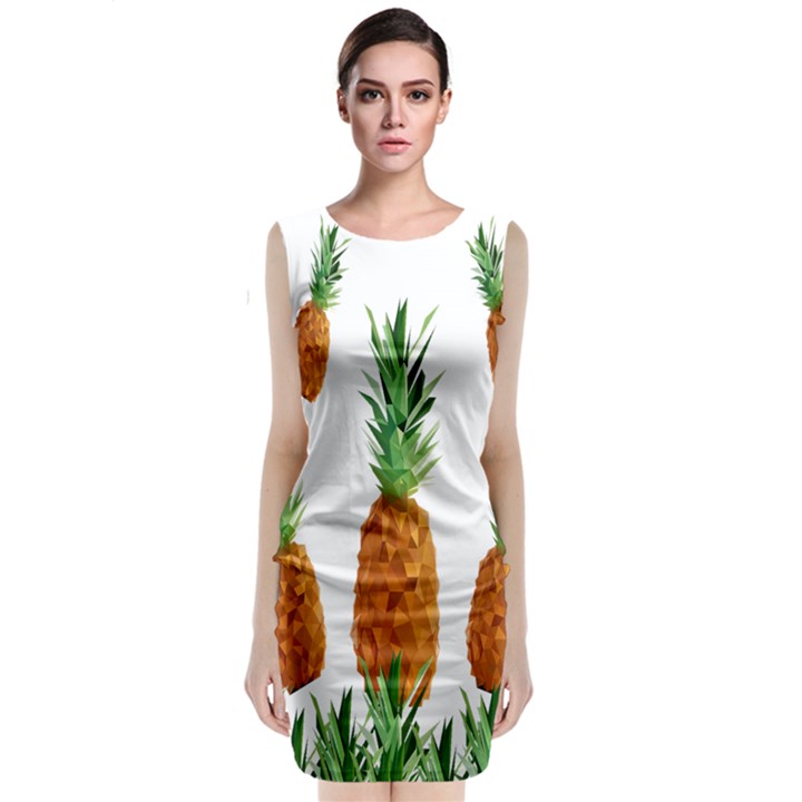 Pineapple Print Polygonal Pattern Classic Sleeveless Midi Dress