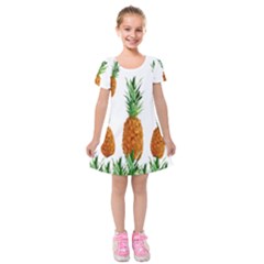 Pineapple Print Polygonal Pattern Kids  Short Sleeve Velvet Dress by Nexatart