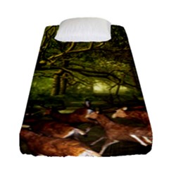 Red Deer Deer Roe Deer Antler Fitted Sheet (single Size) by Nexatart