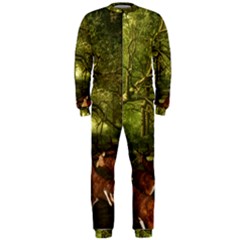 Red Deer Deer Roe Deer Antler Onepiece Jumpsuit (men)  by Nexatart