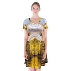 Church The Worship Quito Ecuador Short Sleeve V-neck Flare Dress by Nexatart