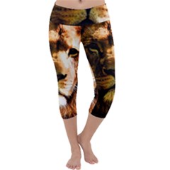 Lion  Capri Yoga Leggings by Valentinaart