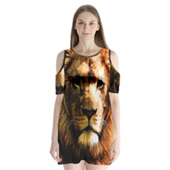 Lion  Shoulder Cutout Velvet  One Piece by Valentinaart