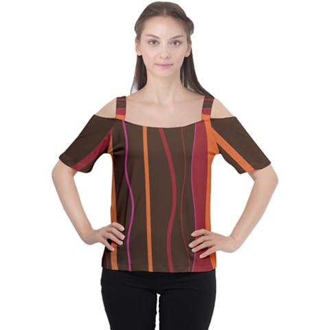 Colorful Striped Background Women s Cutout Shoulder Tee by TastefulDesigns