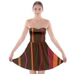 Colorful Striped Background Strapless Bra Top Dress by TastefulDesigns