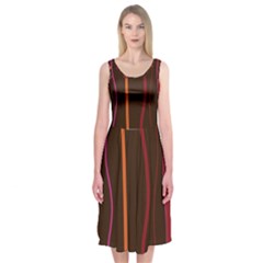 Colorful Striped Background Midi Sleeveless Dress by TastefulDesigns