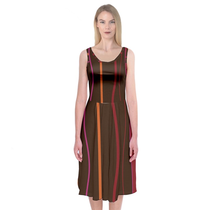 Colorful Striped Background Midi Sleeveless Dress