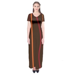 Colorful Striped Background Short Sleeve Maxi Dress by TastefulDesigns