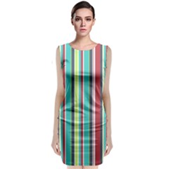 Colorful Striped Background  Classic Sleeveless Midi Dress by TastefulDesigns