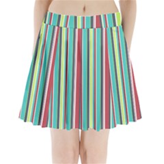 Colorful Striped Background  Pleated Mini Skirt by TastefulDesigns