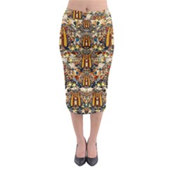 Lady Panda Goes Into The Starry Gothic Night Midi Pencil Skirt by pepitasart