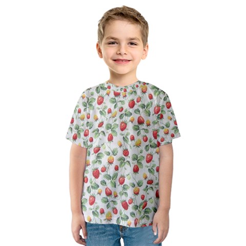 Strawberry Pattern Kids  Sport Mesh Tee by Valentinaart