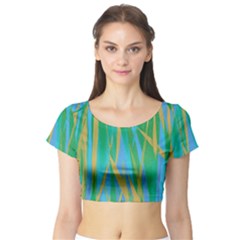 Pattern Short Sleeve Crop Top (Tight Fit)