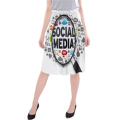 Social Media Computer Internet Typography Text Poster Midi Beach Skirt