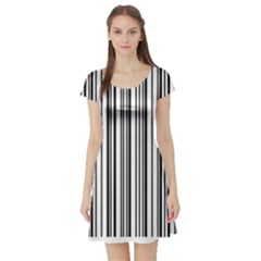 Barcode Pattern Short Sleeve Skater Dress