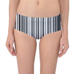 Barcode Pattern Mid-Waist Bikini Bottoms