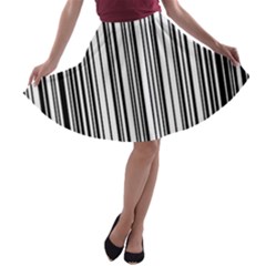 Barcode Pattern A-line Skater Skirt