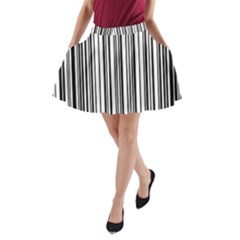 Barcode Pattern A-Line Pocket Skirt