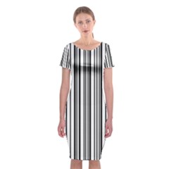 Barcode Pattern Classic Short Sleeve Midi Dress