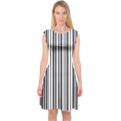 Barcode Pattern Capsleeve Midi Dress