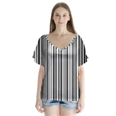 Barcode Pattern Flutter Sleeve Top