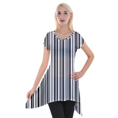 Barcode Pattern Short Sleeve Side Drop Tunic