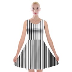 Barcode Pattern Velvet Skater Dress