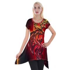 Dragon Fire Short Sleeve Side Drop Tunic