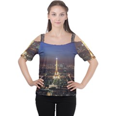 Paris At Night Women s Cutout Shoulder Tee