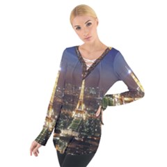 Paris At Night Women s Tie Up Tee