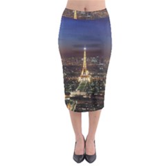 Paris At Night Midi Pencil Skirt