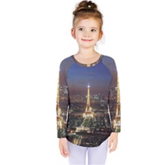 Paris At Night Kids  Long Sleeve Tee