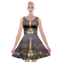 Paris At Night Velvet Skater Dress