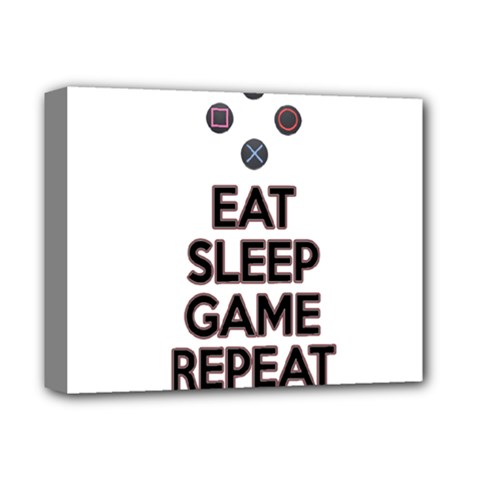 Eat sleep game repeat Deluxe Canvas 14  x 11 