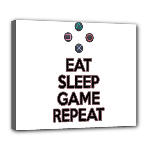 Eat sleep game repeat Deluxe Canvas 24  x 20  