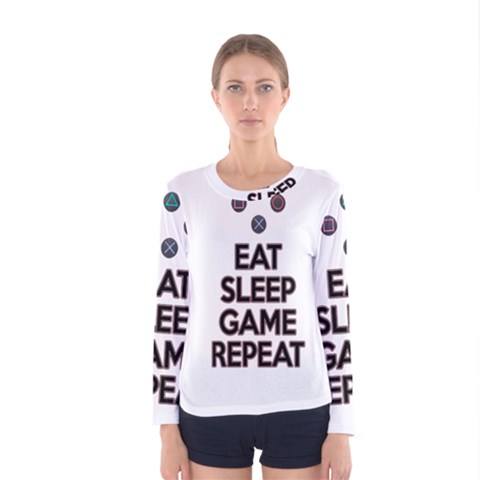 Eat Sleep Game Repeat Women s Long Sleeve Tee by Valentinaart