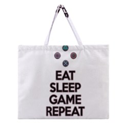 Eat sleep game repeat Zipper Large Tote Bag