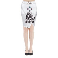 Eat sleep game repeat Midi Wrap Pencil Skirt