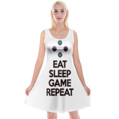 Eat sleep game repeat Reversible Velvet Sleeveless Dress