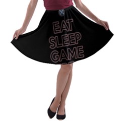 Eat Sleep Game Repeat A-line Skater Skirt by Valentinaart