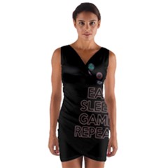 Eat Sleep Game Repeat Wrap Front Bodycon Dress by Valentinaart