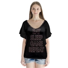 Eat Sleep Game Repeat Flutter Sleeve Top by Valentinaart