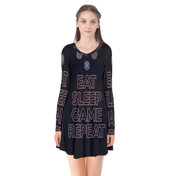 Eat sleep game repeat Flare Dress