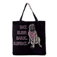 Eat, Sleep, Bark, Repeat Pug Grocery Tote Bag by Valentinaart