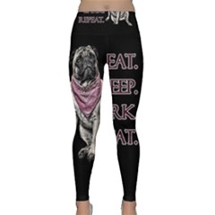 Eat, Sleep, Bark, Repeat Pug Classic Yoga Leggings by Valentinaart