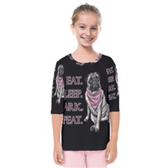 Eat, Sleep, Bark, Repeat Pug Kids  Quarter Sleeve Raglan Tee